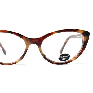 NEW Vintage +1.00 AJ Morgan Acetate Cat Eye Reading Glasses Tortoise Eyeglasses